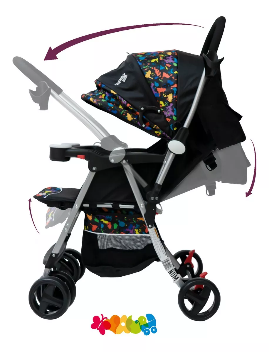 Foto 5 pulgar | Carriola Trendy Kids Negra Reversible