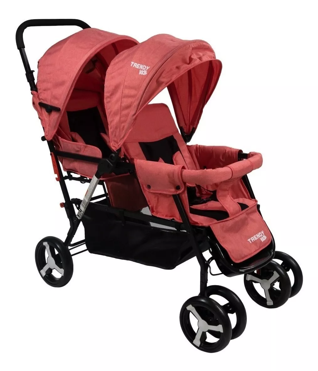 Foto 2 pulgar | Carriola Doble Trendy Kids Roja Reclinable