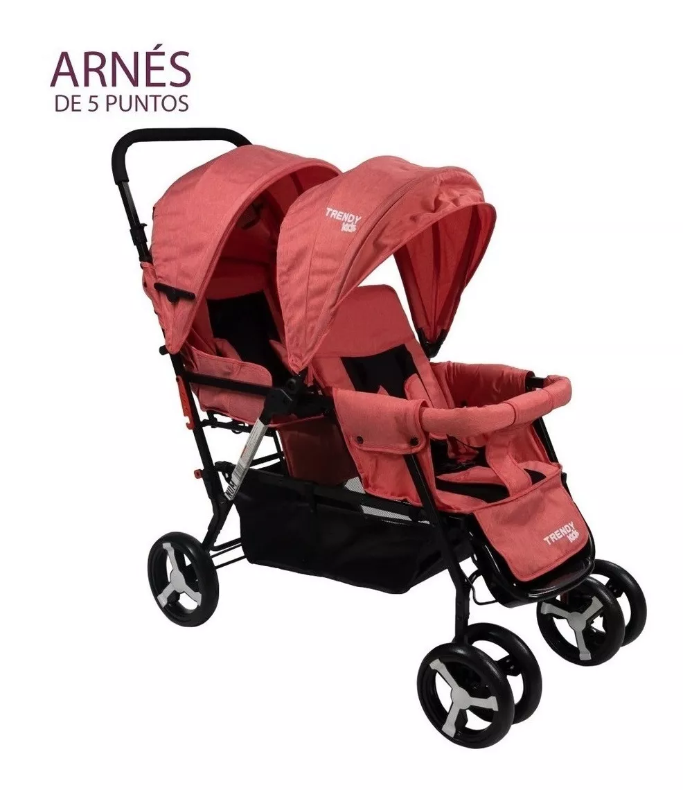 Foto 2 | Carriola Doble Trendy Kids Roja Reclinable