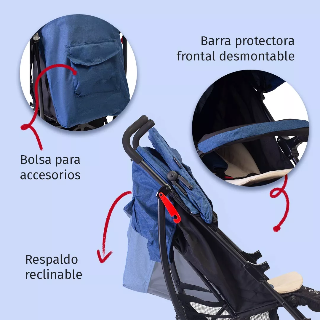 Foto 3 pulgar | Carriola De Bastón Para Bebé Aeiou Bb82 Compacta Y Ligera