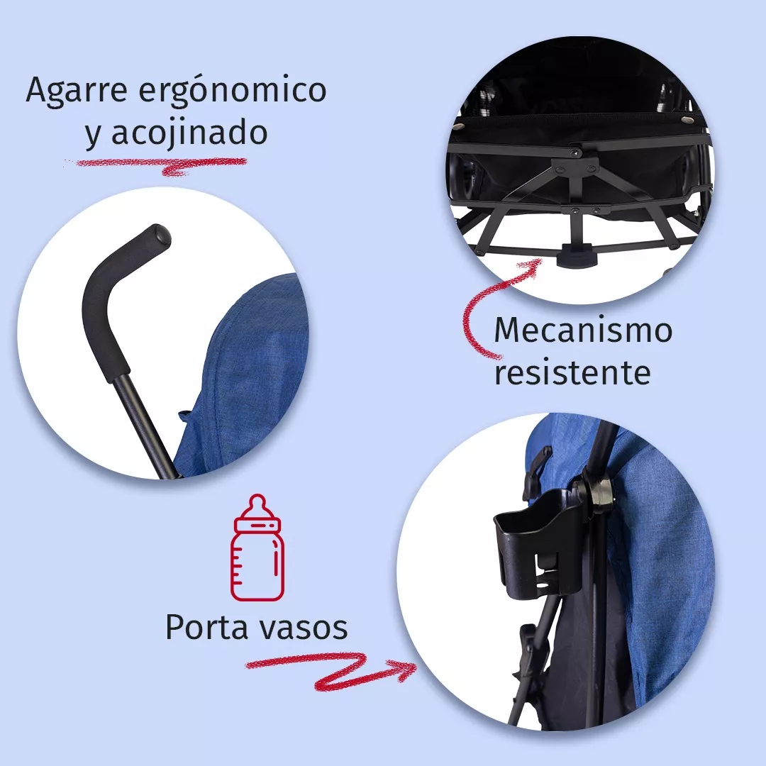 Foto 6 pulgar | Carriola De Bastón Para Bebé Aeiou Bb82 Compacta Y Ligera