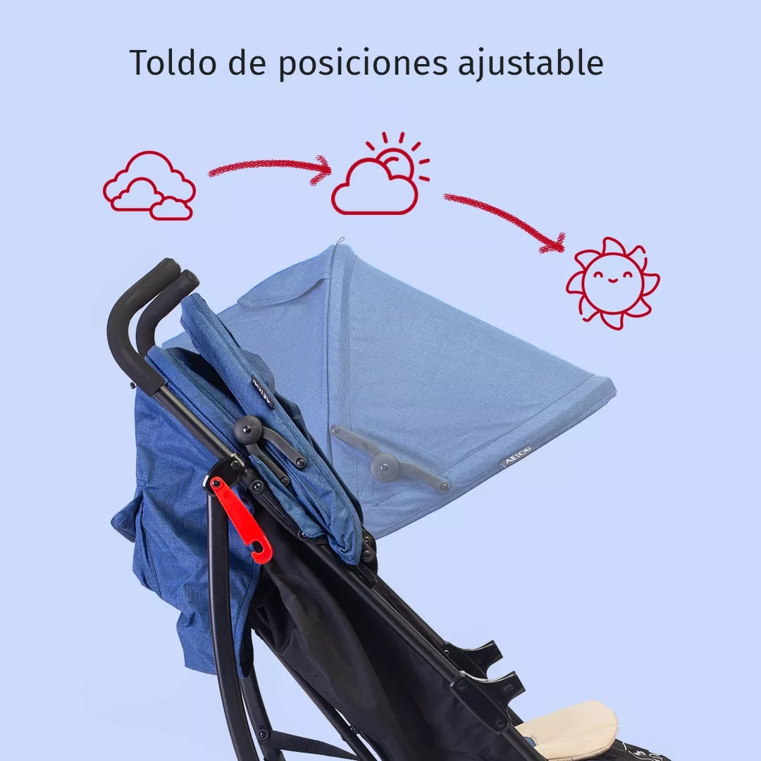 Foto 7 pulgar | Carriola De Bastón Para Bebé Aeiou Bb82 Compacta Y Ligera