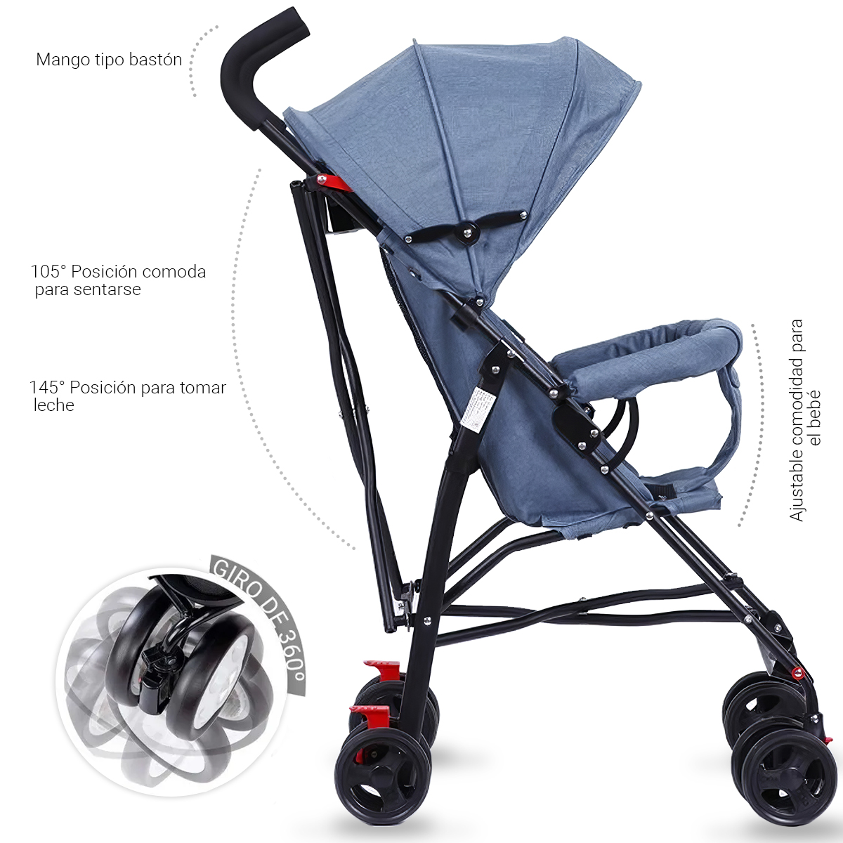Foto 3 | Carriola Práctica de Paseo Shendy Vendy Azul Plegable para Bebé