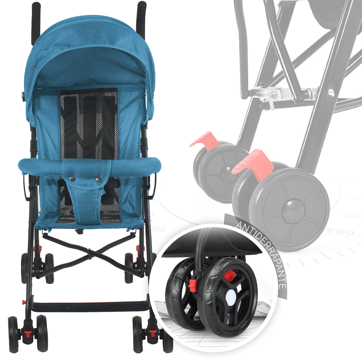 Foto 5 pulgar | Carriola Práctica de Paseo Shendy Vendy Azul Plegable para Bebé