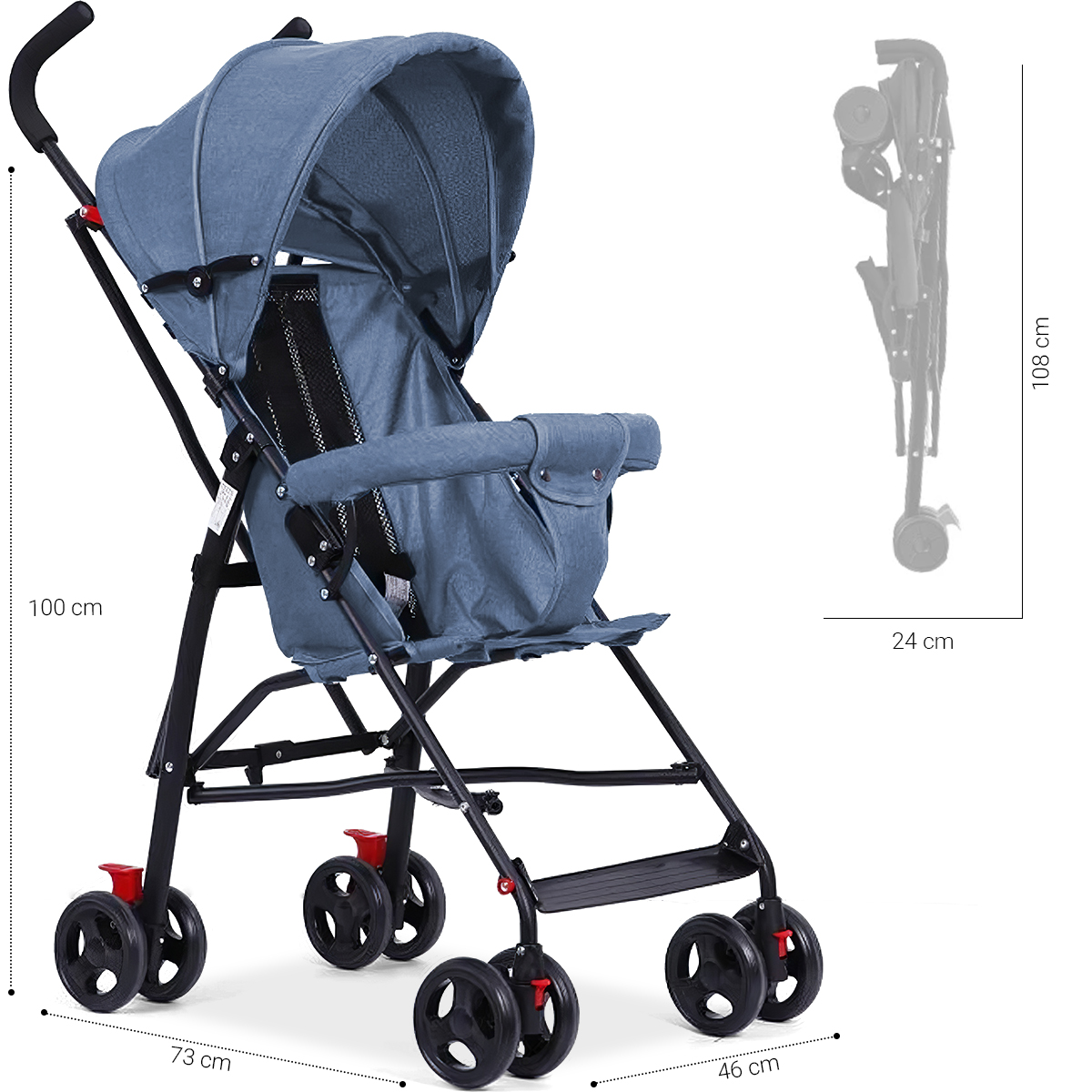Foto 6 pulgar | Carriola Práctica de Paseo Shendy Vendy Azul Plegable para Bebé