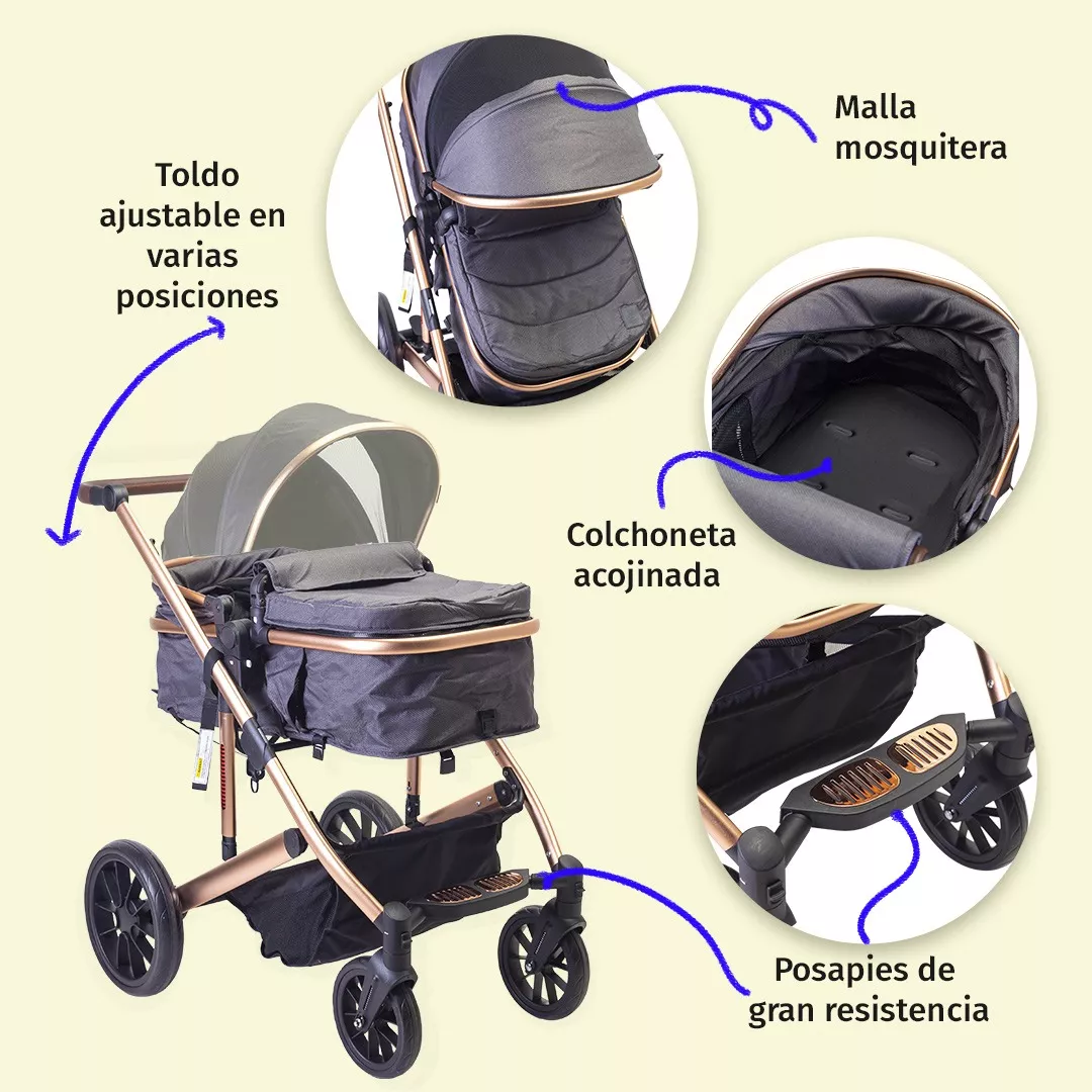 Foto 5 | Carriola Baby Owl Lux 2 En 1 Bambineto Portabebe Reclinable