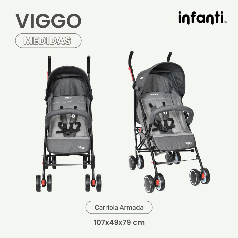 Foto 7 pulgar | Carriola Portátil Infanti Viggo Ligera y Reclinable Gris