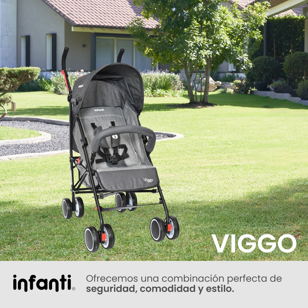 Foto 8 pulgar | Carriola Portátil Infanti Viggo Ligera y Reclinable Gris