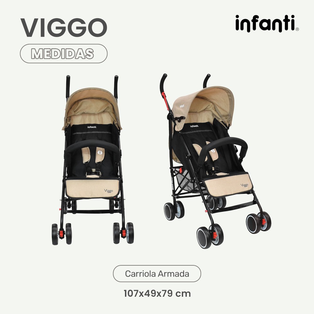 Foto 7 pulgar | Carriola Portátil Infanti Viggo Ligera Y Reclinable Beige
