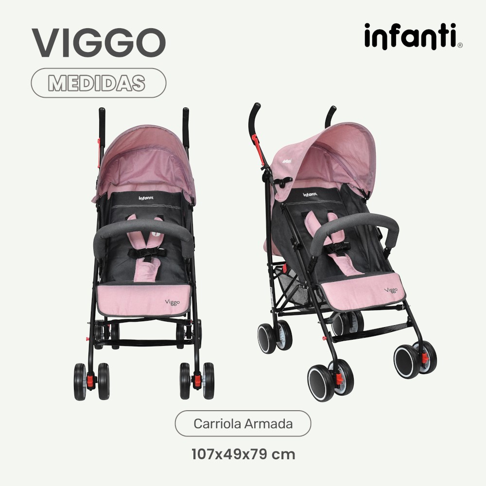 Foto 7 pulgar | Carriola Portátil Infanti Viggo Ligera Y Reclinable  Rosa