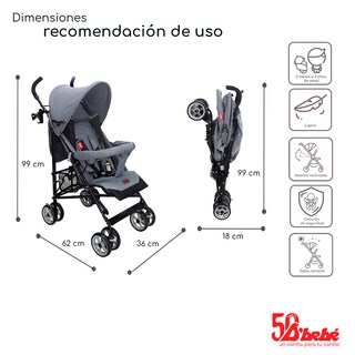 Foto 5 | Carriola de Bastón D'Bebé Aerostar Gris