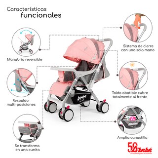 Foto 3 | Carriola Reversible D'bebé Baby BM Rosa
