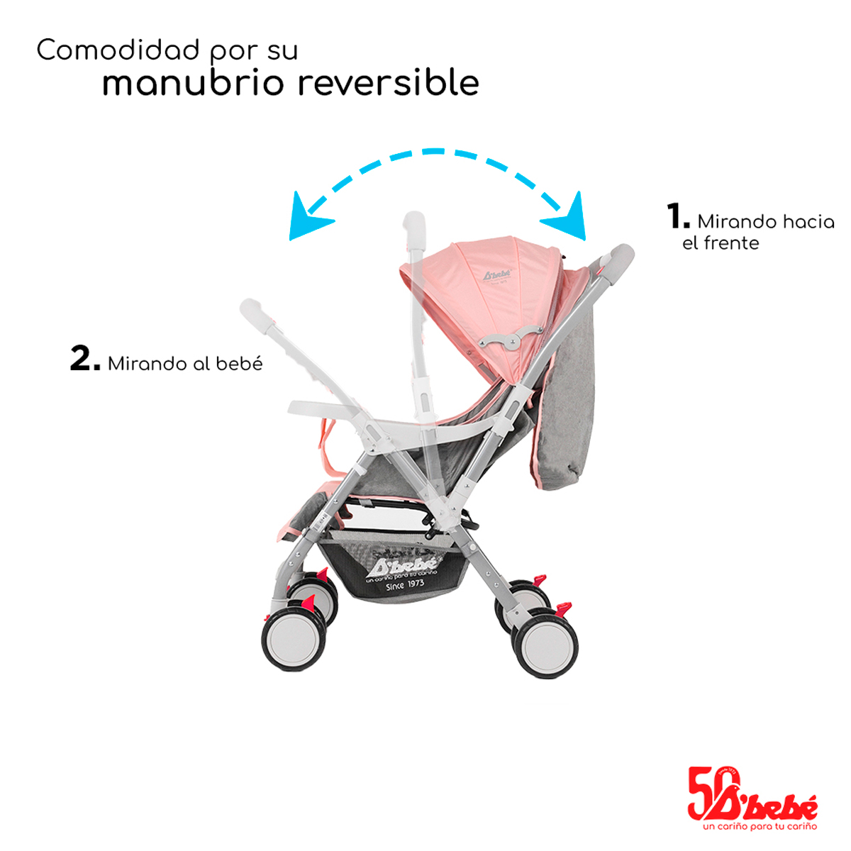 Foto 5 pulgar | Carriola Reversible D'bebé Baby BM Rosa