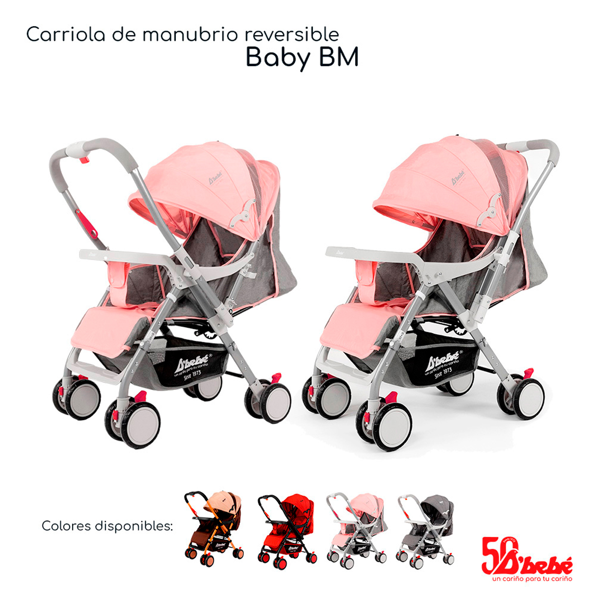 Foto 8 pulgar | Carriola Reversible D'bebé Baby BM Rosa