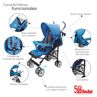 Foto 2 | Carriola de Bastón D' Bebé Aerostar Azul