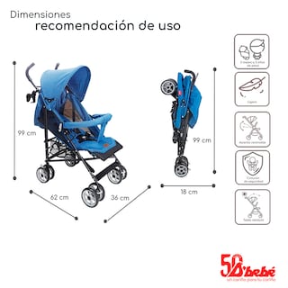 Foto 5 | Carriola de Bastón D' Bebé Aerostar Azul