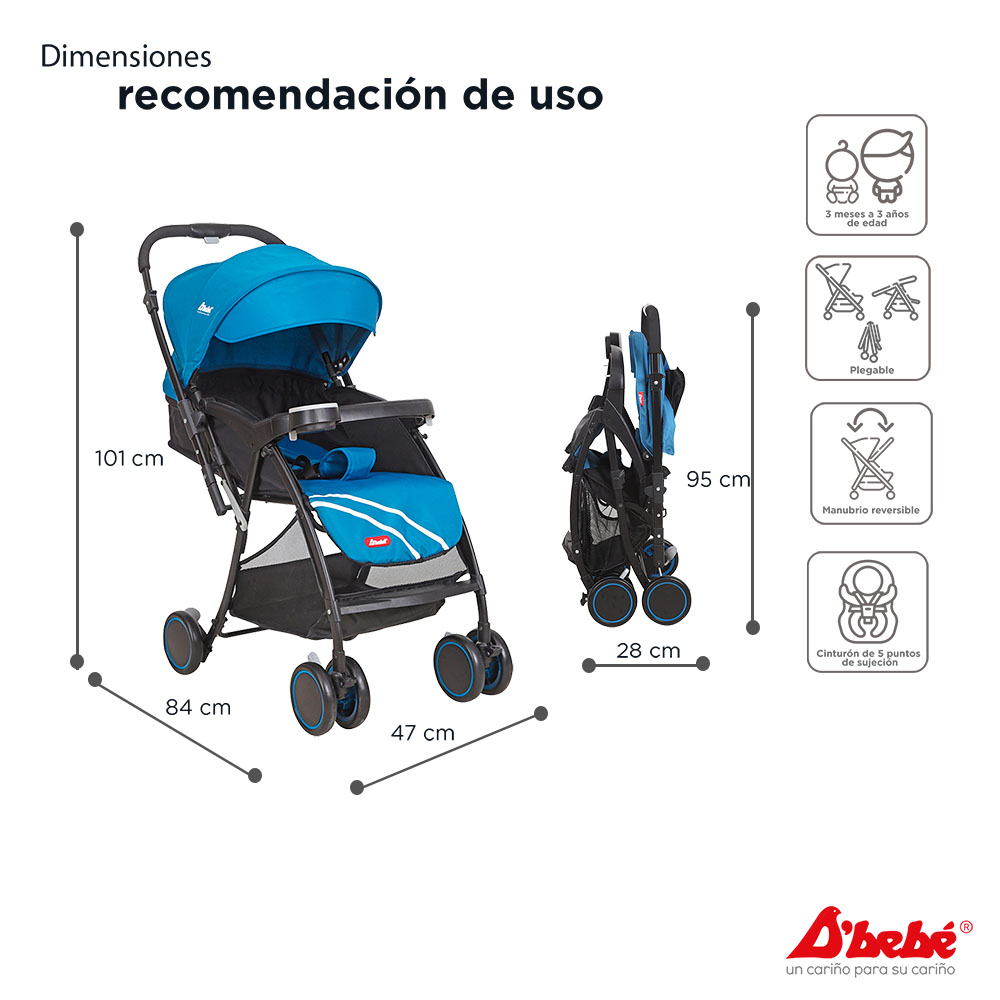 Foto 5 | Carriola Reversible D'Bebé Lu Baby Azul