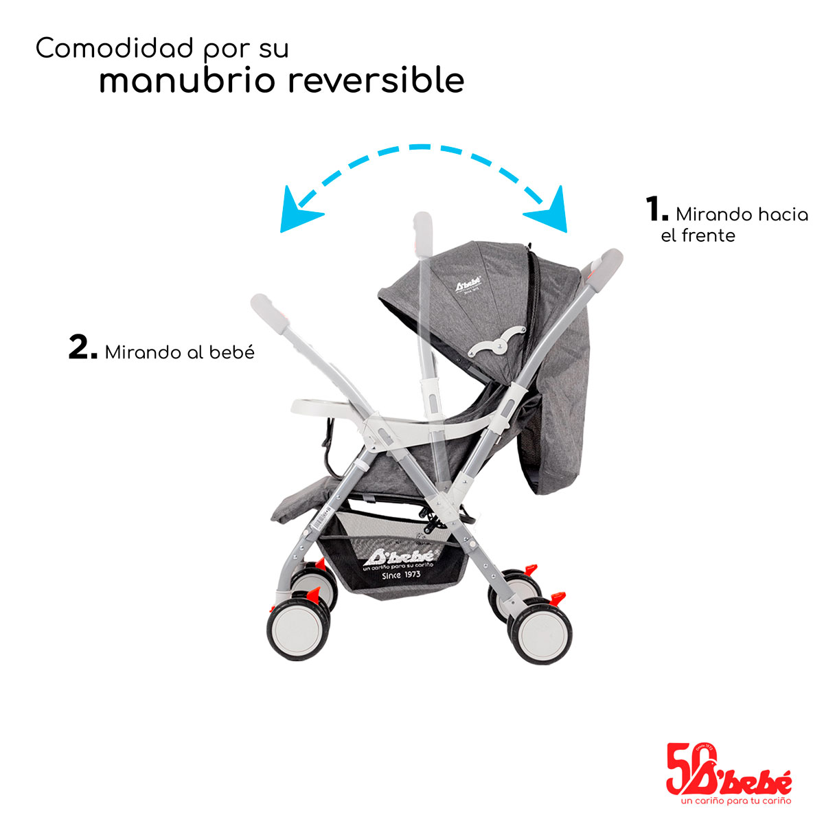 Foto 5 pulgar | Carriola Reversible D'bebé Baby BM Gris