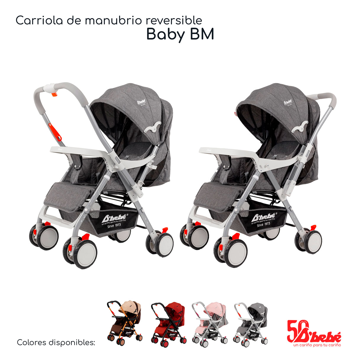 Foto 8 pulgar | Carriola Reversible D'bebé Baby BM Gris