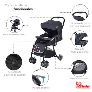 Foto 2 | Carriola Reversible D' bebé Lu Baby Negra