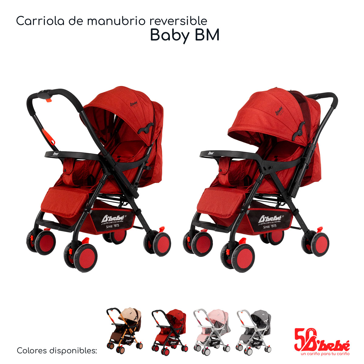 Foto 8 pulgar | Carriola Reversible D'bebé Baby BM Roja