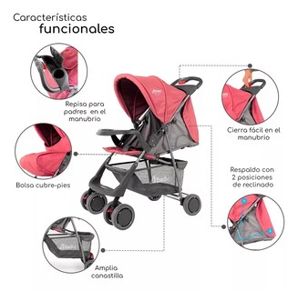 Foto 4 | Carriola D Bebé Rosa Citi Reclinable Cubre Pies Ligera