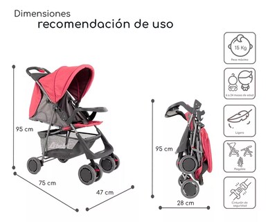 Foto 7 | Carriola D Bebé Rosa Citi Reclinable Cubre Pies Ligera