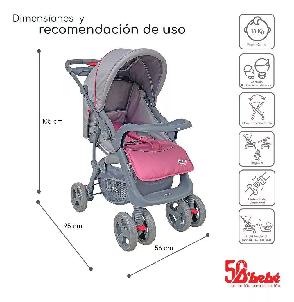 Foto 4 | Carriola De Bebe Aventura Asa Reversible Portabebe