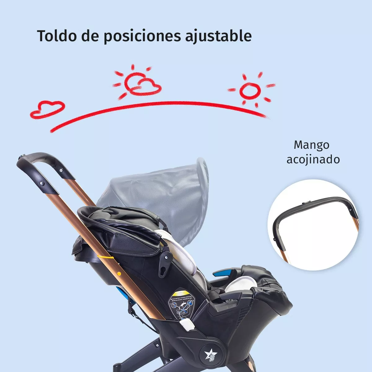 Foto 3 pulgar | Starkids Carriola Para Bebé Polux Transformable Con Pañalera