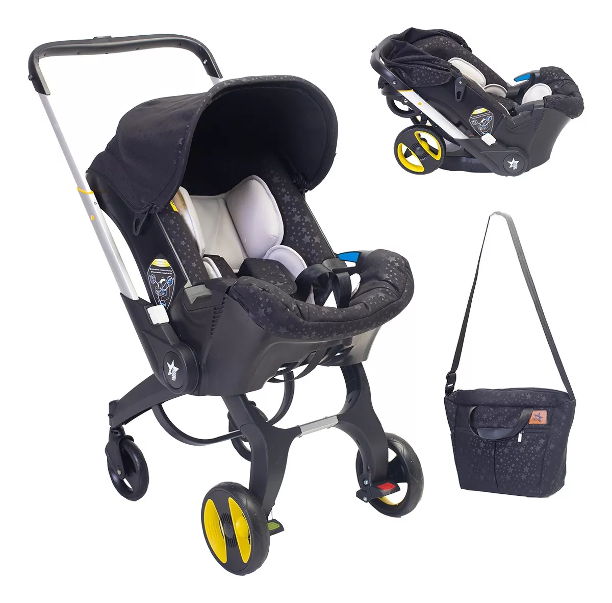 Carriola para Bebé Starkids Polux Negra Convertible + Pañalera