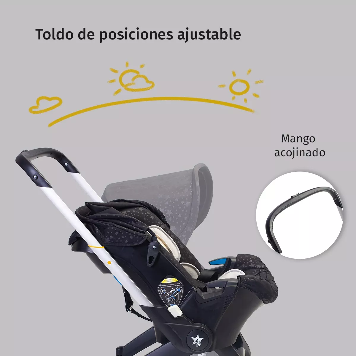 Foto 3 pulgar | Carriola para Bebé Starkids Polux Negra Convertible + Pañalera