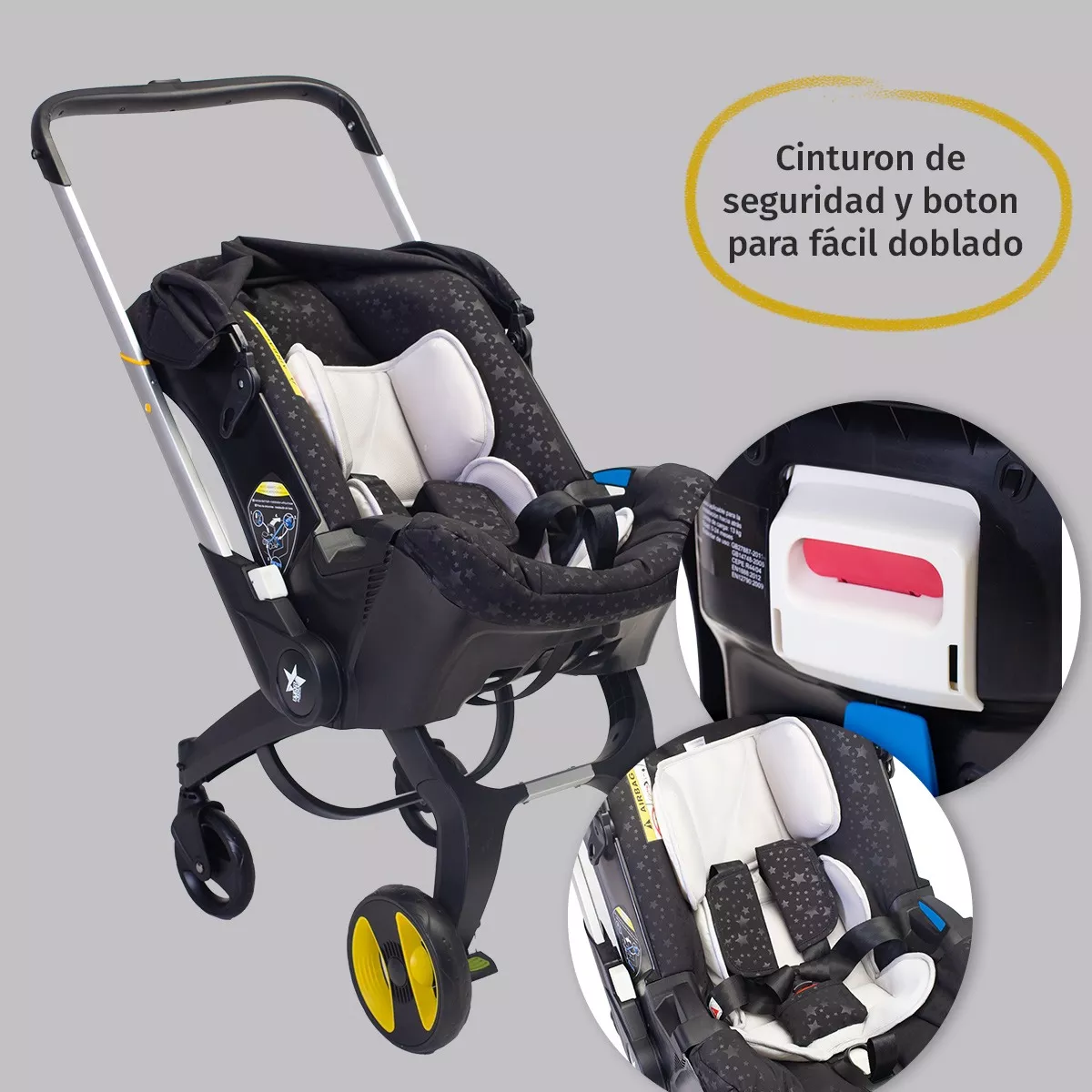 Foto 4 pulgar | Carriola para Bebé Starkids Polux Negra Convertible + Pañalera