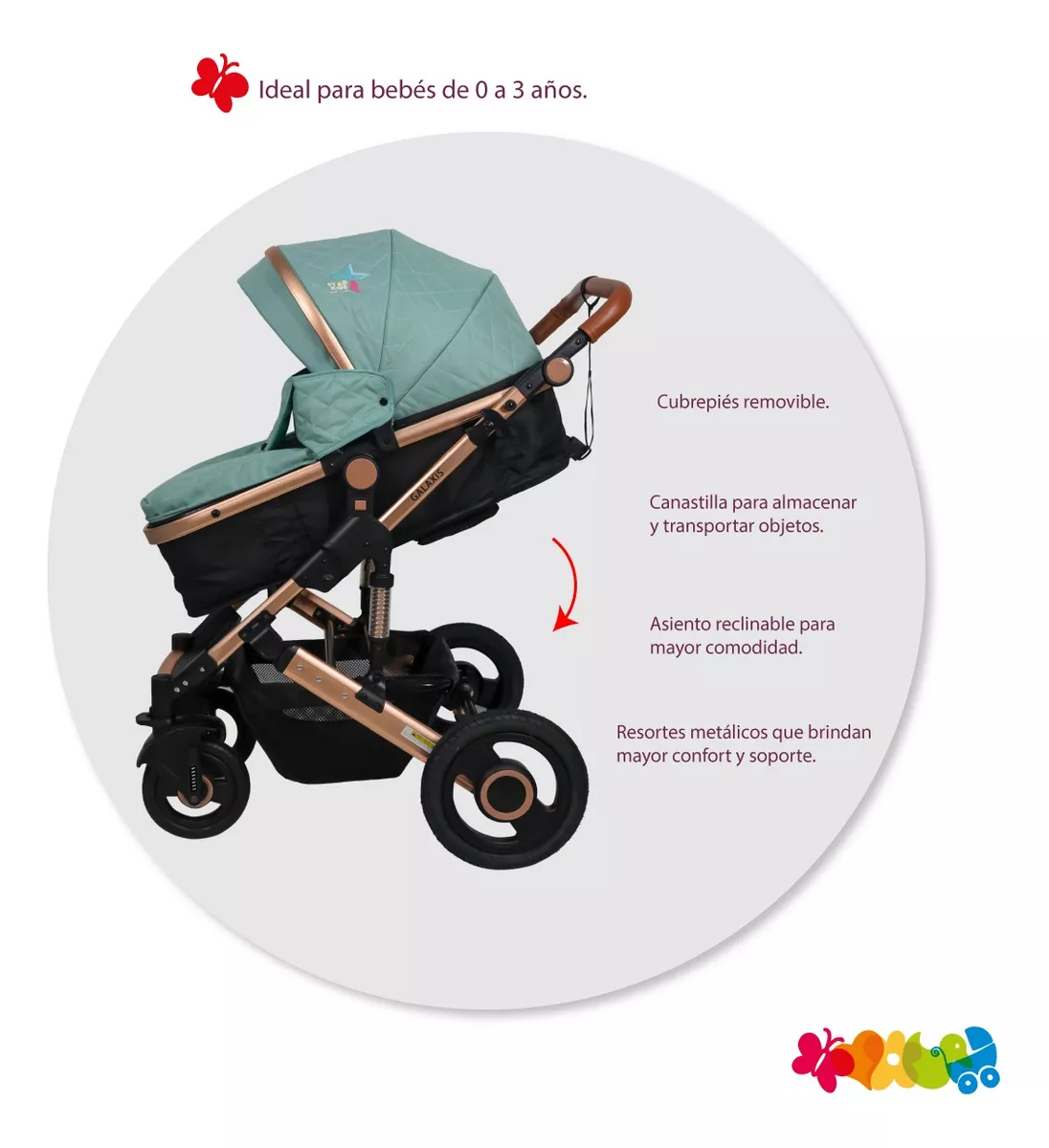 Foto 2 | Carriola con Portabebé Y Bambineto Starkids Galaxis