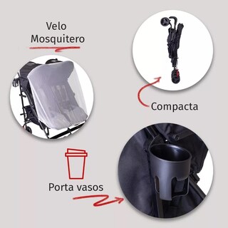 Foto 3 | Carriola De Bastón Doble Aeiou Bb82 Compacta Negro