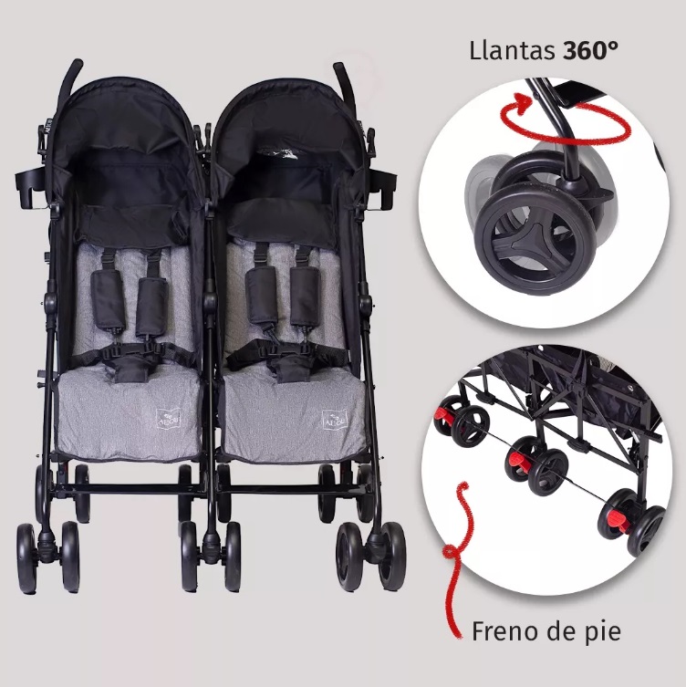 Foto 5 | Carriola De Bastón Doble Aeiou Bb82 Compacta Negro