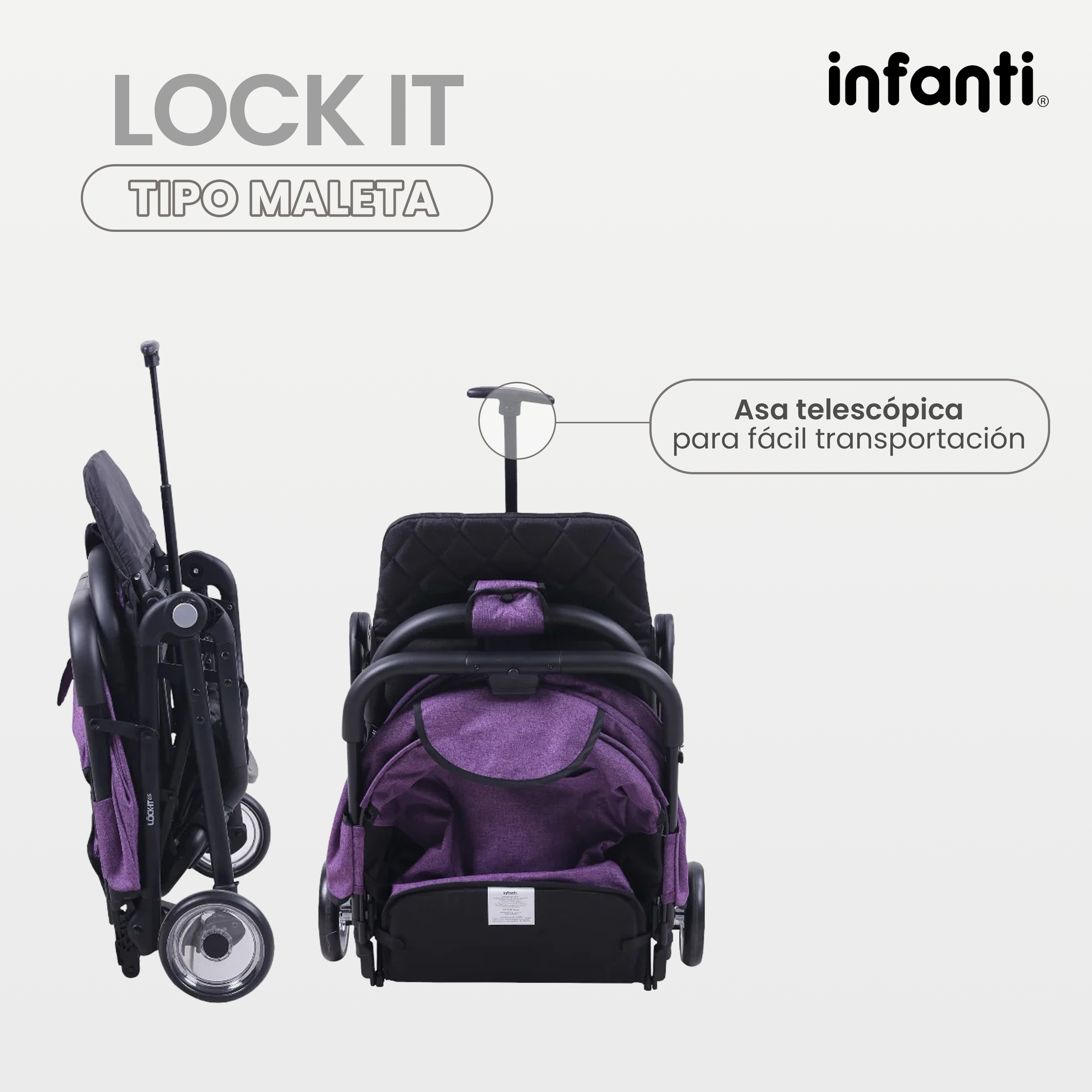 Foto 6 pulgar | Infanti Carriola Lock It Lite Tipo Maleta Ultraligera Color Morado