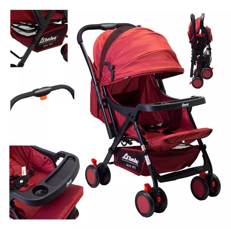 Carriola Reversible Para Bebé D Bebe Bm Ligera Y Reclinable Roja $1,799