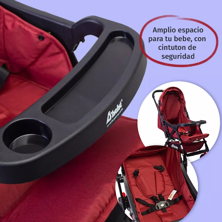 Foto 3 pulgar | Carriola Reversible Para Bebé D Bebe Bm Ligera Y Reclinable Roja