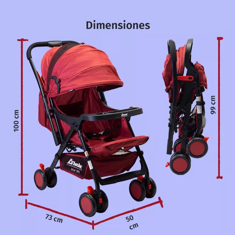 Foto 7 | Carriola Reversible Para Bebé D Bebe Bm Ligera Y Reclinable Roja