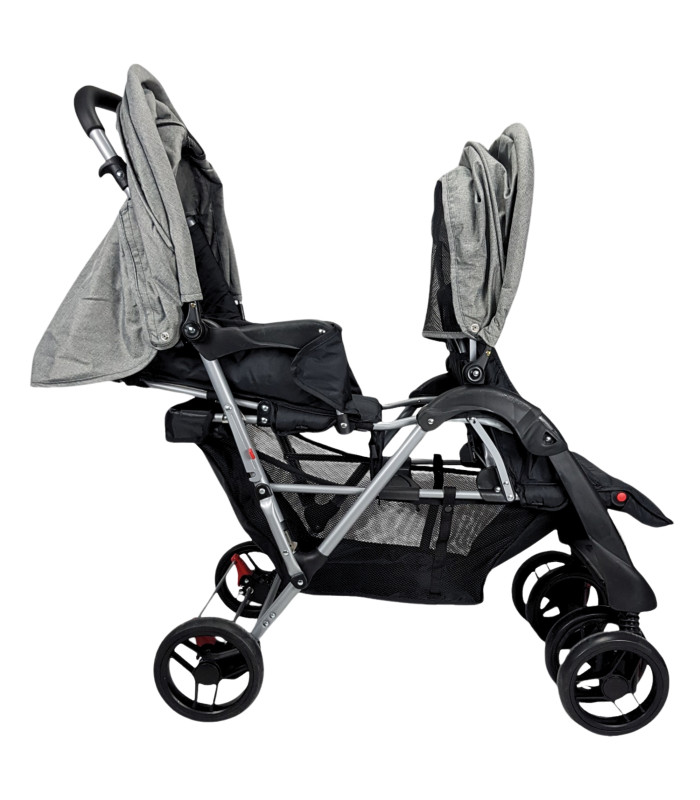 Foto 6 | Carriola Gemelar Para Bebe, Ruedas Con Freno, Plegable, Reclinable Gris