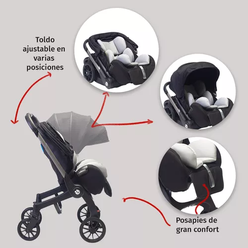 Foto 5 pulgar | Carriola Para Bebé Starkids Lyra Convertible A Autoasiento Negro