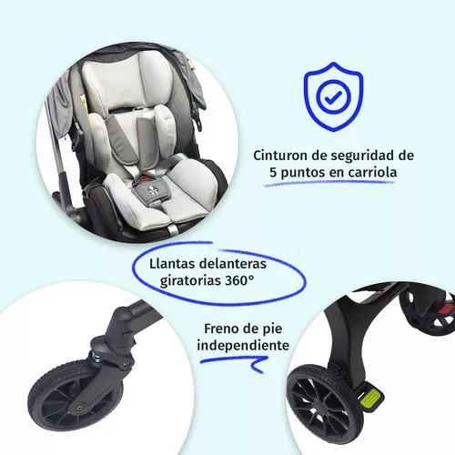 Foto 5 pulgar | Carriola Para Bebé Starkids Lyra Convertible A Autoasiento Gris