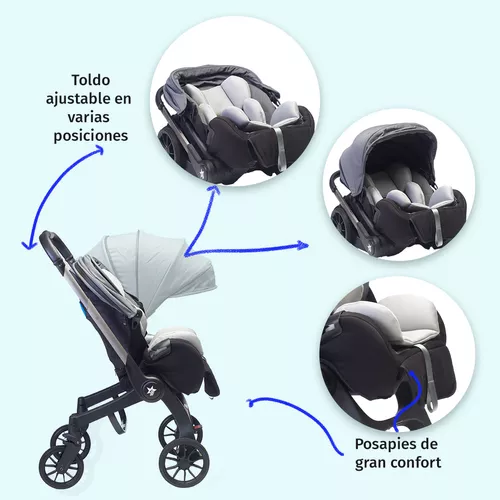 Foto 5 | Carriola Para Bebé Starkids Lyra Convertible A Autoasiento Gris