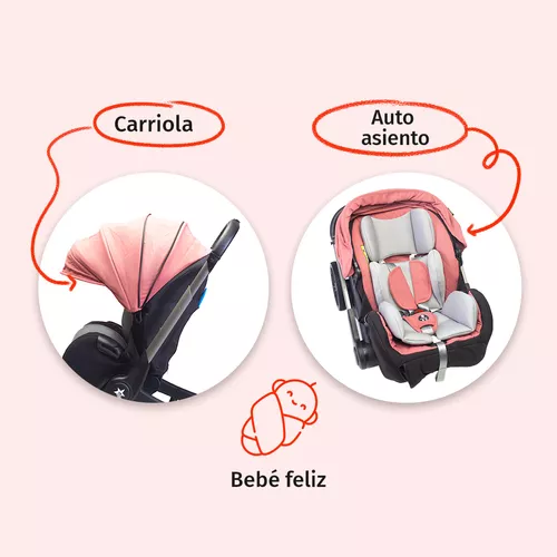 Foto 3 pulgar | Carriola Para Bebé Starkids Lyra Convertible A Autoasiento Rosa