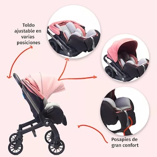 Foto 5 | Carriola Para Bebé Starkids Lyra Convertible A Autoasiento Rosa