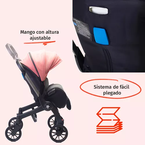 Foto 7 pulgar | Carriola Para Bebé Starkids Lyra Convertible A Autoasiento Rosa