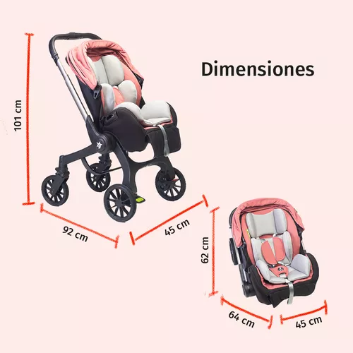 Foto 7 | Carriola Para Bebé Starkids Lyra Convertible A Autoasiento Rosa