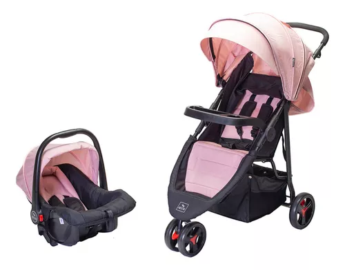 Foto 1 | Carriola Para Bebé Aeiou Francia Reclinable Con Portabebé Pink/gray
