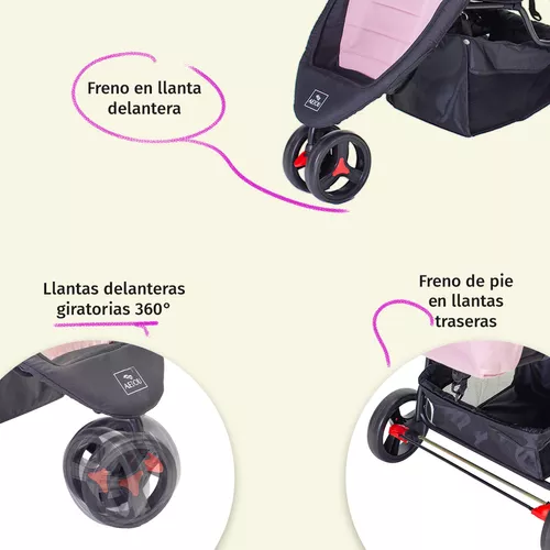 Foto 5 pulgar | Carriola Para Bebé Aeiou Francia Reclinable Con Portabebé Pink/gray