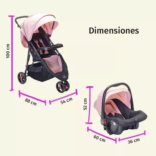 Foto 8 | Carriola Para Bebé Aeiou Francia Reclinable Con Portabebé Pink/gray